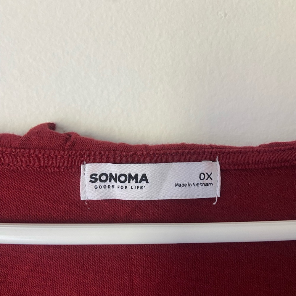Sonoma Split Neck Knit Long Sleeve Top - Deep Red - Picture 12 of 12